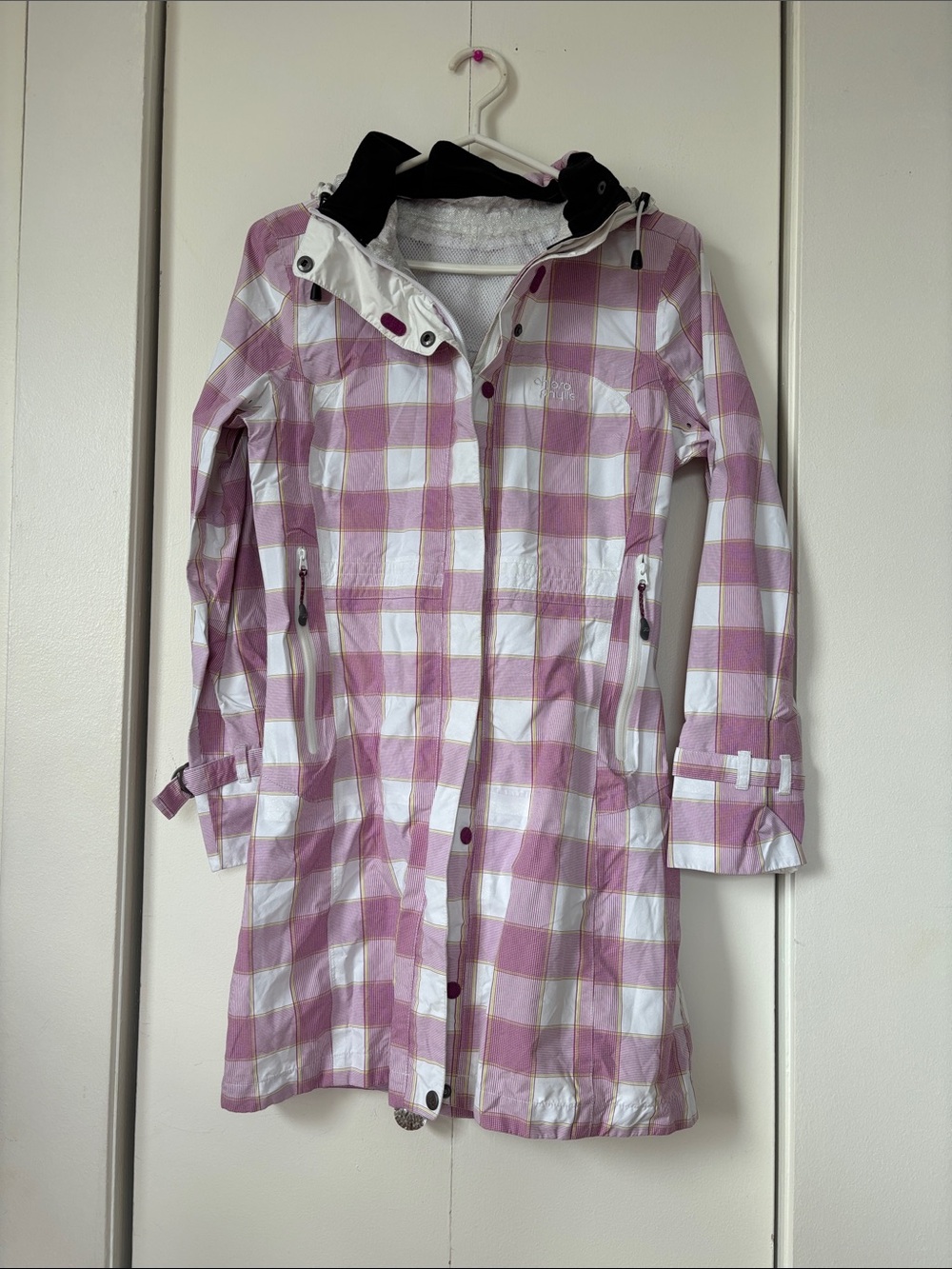 Chlorophylle Women’s XS Plaid Rain Jacket Hooded Waterproof Outdoor Coat